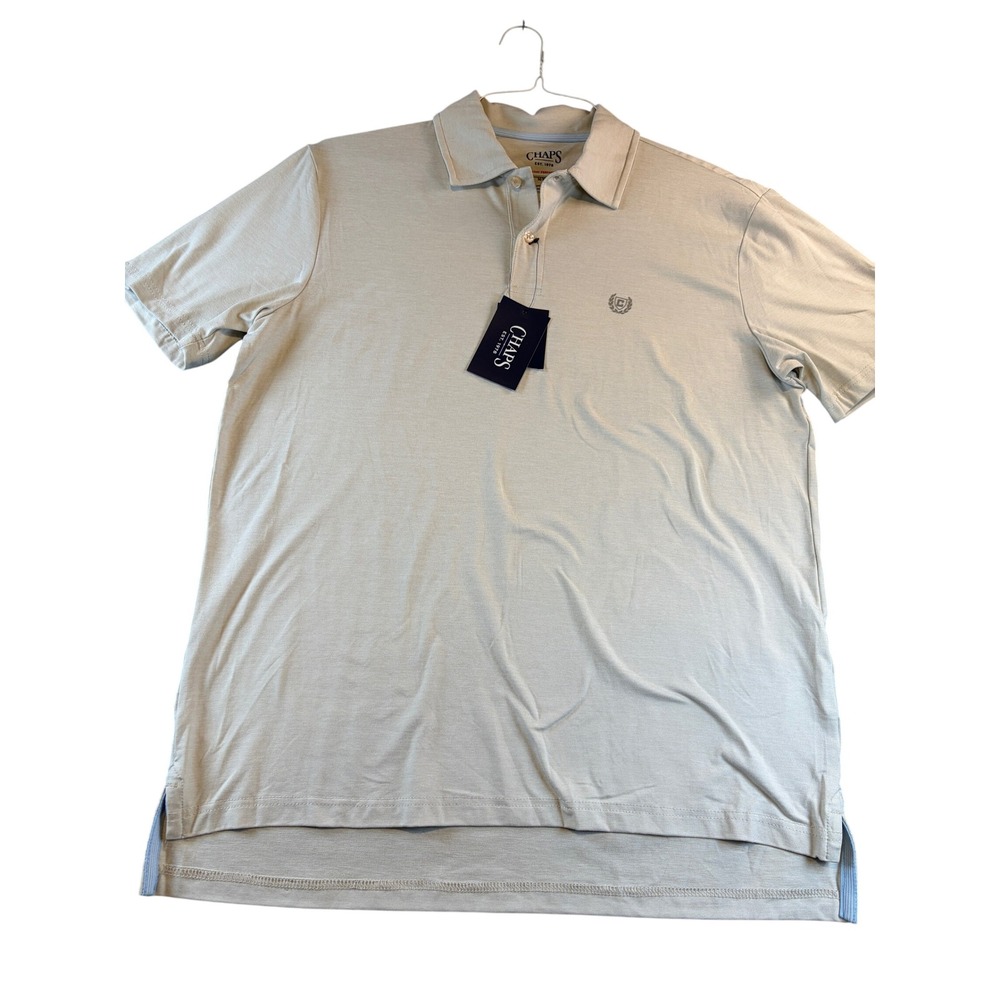 Chaps Everyday Performance Mens Polo Shirt Khaki Tan Short Sleeve Size Medium